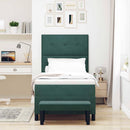 Box spring seng med hovedgærde Mørkegrøn 200 x 90 cm Fløjl
