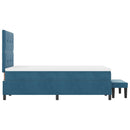 Box spring seng med hovedgærde Mørkeblå 200 x 120 cm Fløjl