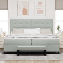 Box spring seng med hovedgærde Lysegrå 200 x 200 cm Fløjl