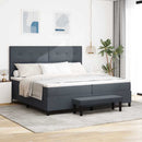 Box spring seng med hovedgærde Mørkegrå 200 x 200 cm Fløjl
