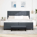 Box spring seng med hovedgærde Mørkegrå 200 x 200 cm Fløjl