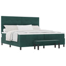 Box spring seng med hovedgærde Mørkegrøn 200 x 200 cm Fløjl