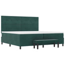 Box spring seng med hovedgærde Mørkegrøn 200 x 200 cm Fløjl