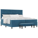 Box spring seng med hovedgærde Mørkeblå 200 x 200 cm Fløjl