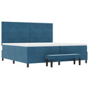 Box spring seng med hovedgærde Mørkeblå 200 x 200 cm Fløjl