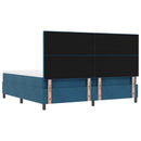 Box spring seng med hovedgærde Mørkeblå 200 x 200 cm Fløjl
