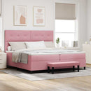 Box spring seng med hovedgærde Lyserød 200 x 200 cm Fløjl