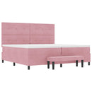 Box spring seng med hovedgærde Lyserød 200 x 200 cm Fløjl