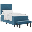 Box spring seng med hovedgærde Mørkeblå 190 x 90 cm Fløjl