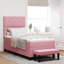Box spring seng med hovedgærde Lyserød 190 x 90 cm Fløjl