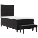 Box spring seng med hovedgærde Sort 200 x 90 cm Fløjl