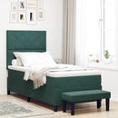 Box spring seng med hovedgærde Mørkegrøn 200 x 90 cm Fløjl