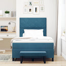 Box spring seng med hovedgærde Mørkeblå 200 x 120 cm Fløjl