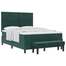 Box spring seng med hovedgærde Mørkegrøn 200 x 140 cm Fløjl