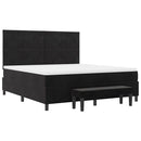 Box spring seng med hovedgærde Sort 200 x 180 cm Fløjl