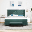 Box spring seng med hovedgærde Mørkegrøn 200 x 180 cm Fløjl