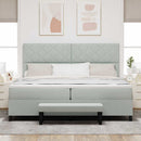 Box spring seng med hovedgærde Lysegrå 200 x 200 cm Fløjl