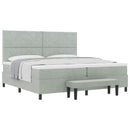 Box spring seng med hovedgærde Lysegrå 200 x 200 cm Fløjl