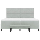 Box spring seng med hovedgærde Lysegrå 200 x 200 cm Fløjl
