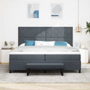 Box spring seng med hovedgærde Mørkegrå 200 x 200 cm Fløjl