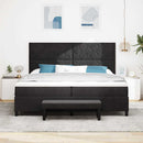 Box spring seng med hovedgærde Sort 200 x 200 cm Fløjl