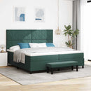 Box spring seng med hovedgærde Mørkegrøn 200 x 200 cm Fløjl