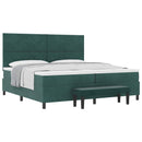 Box spring seng med hovedgærde Mørkegrøn 200 x 200 cm Fløjl