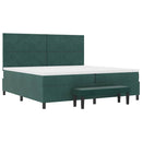 Box spring seng med hovedgærde Mørkegrøn 200 x 200 cm Fløjl