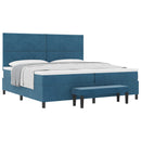 Box spring seng med hovedgærde Mørkeblå 200 x 200 cm Fløjl