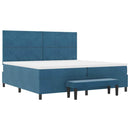 Box spring seng med hovedgærde Mørkeblå 200 x 200 cm Fløjl