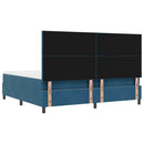 Box spring seng med hovedgærde Mørkeblå 200 x 200 cm Fløjl