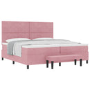Box spring seng med hovedgærde Lyserød 200 x 200 cm Fløjl