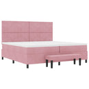 Box spring seng med hovedgærde Lyserød 200 x 200 cm Fløjl