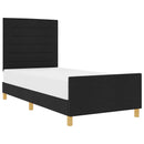 Sengestel med hovedgærde Sort 90 x 190 cm Stof