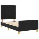 Sengestel med hovedgærde Sort 90 x 190 cm Stof