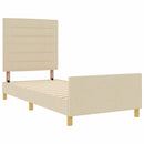 Sengestel med hovedgærde Creme 90 x 190 cm Stof