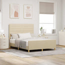 Sengestel med hovedgærde Creme 140 x 190 cm Stof