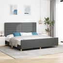 Sengestel med hovedgærde Mørkegrå 200 x 200 cm Stof