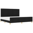 Sengestel med hovedgærde Sort 200 x 200 cm Stof