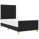 Sengestel med hovedgærde Sort 90 x 190 cm Stof