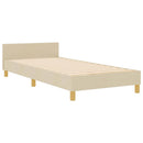 Sengestel med hovedgærde Creme 90 x 200 cm Stof