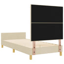 Sengestel med hovedgærde Creme 90 x 200 cm Stof