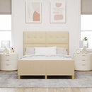 Sengestel med hovedgærde Creme 140 x 190 cm Stof
