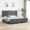 Sengestel med hovedgærde Mørkegrå 200 x 200 cm Stof