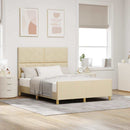 Sengestel med hovedgærde Creme 140 x 190 cm Stof