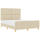 Sengestel med hovedgærde Creme 140 x 190 cm Stof