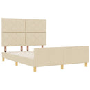 Sengestel med hovedgærde Creme 140 x 190 cm Stof