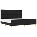 Sengestel med hovedgærde Sort 200 x 200 cm Stof