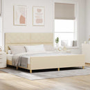 Sengestel med hovedgærde Creme 200 x 200 cm Stof