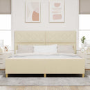Sengestel med hovedgærde Creme 200 x 200 cm Stof